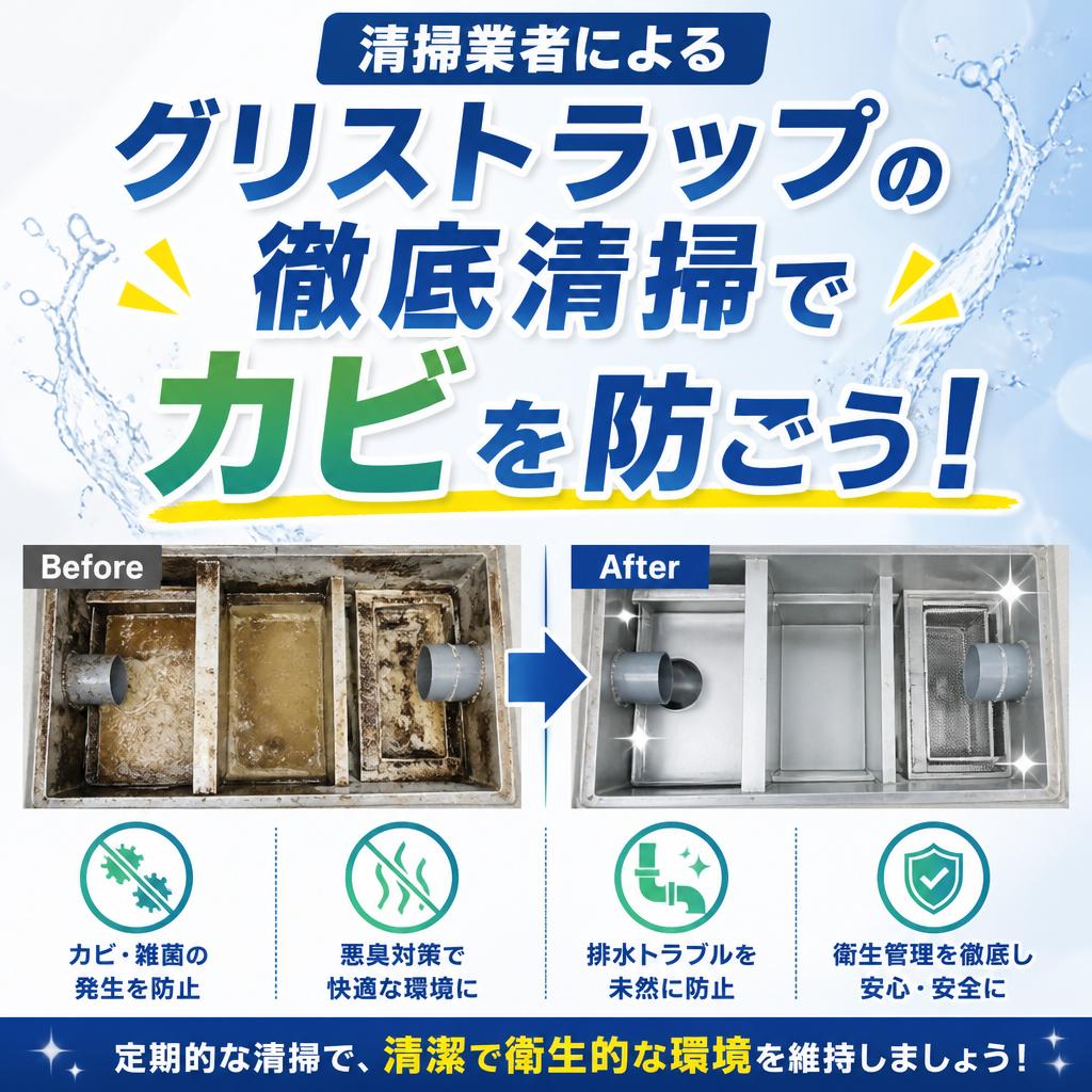 「清掃業者によるグリストラップの徹底清掃でカビを防ごう！」
